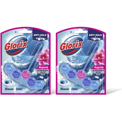 Glorix Pink magnolia blauw water wc-blok 2-pack