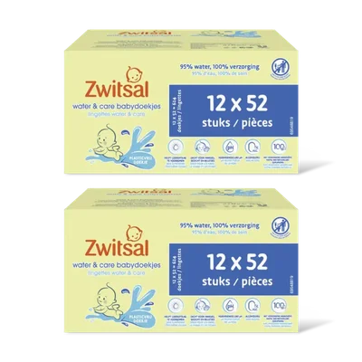 Zwitsal Water&care babydoekjes geur 2-pack