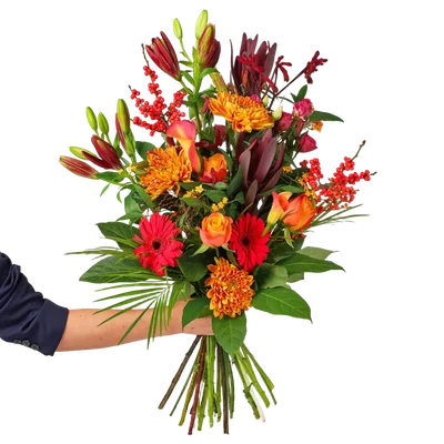 AH Vrolijk veldboeket rood/oranje middel