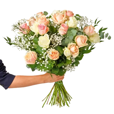  Rozenboeket pastel met groen