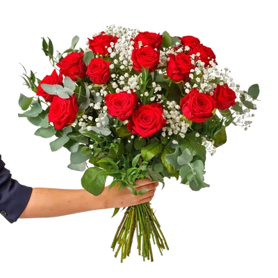  Rood rozenboekt met groen