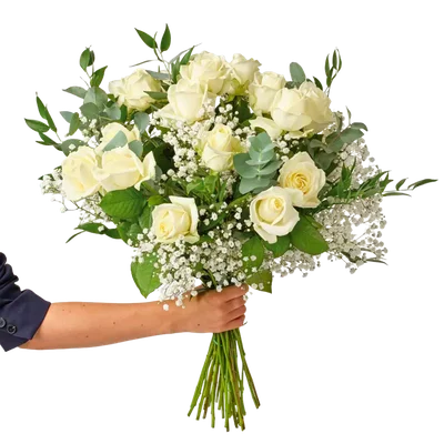  Wit rozenboeket met groen