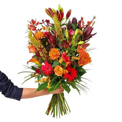 AH Vrolijk veldboeket Rood/oranje groot