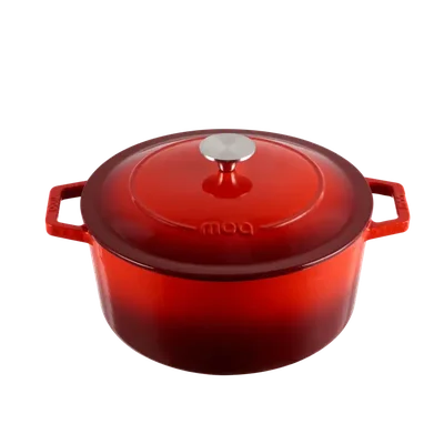 Lifegoods Cast iron rasserole 26cm 5,7 liter rood