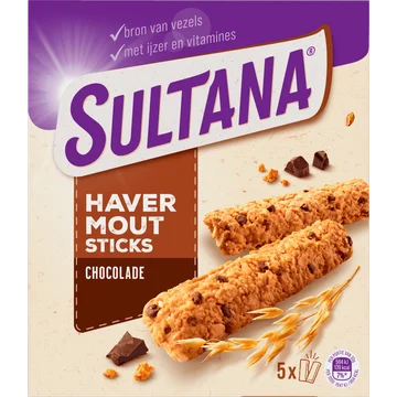 Sultana Havermoutsticks Chocolade 5x2 stuks