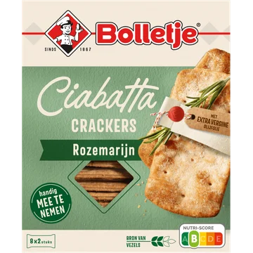 Bolletje Ciabatta Crackers Rozemarijn 8 x 2 Stuks 190 g