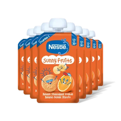 Nestlé Sunny fruits knijpfruit banaan 12m+ 8-pk