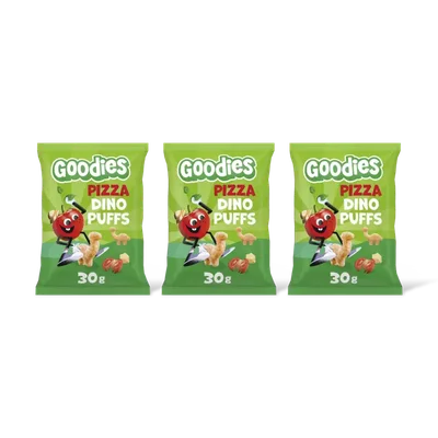 Goodies Snack dino puffs pizza 3+ jaar 3-pack