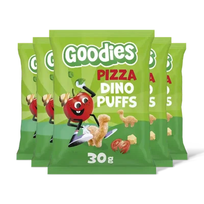 Goodies Snack dino puffs pizza 3+ jaar 5-pack