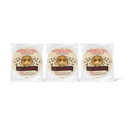 No Fairytales Paprika & chili tortilla wraps 3-pack