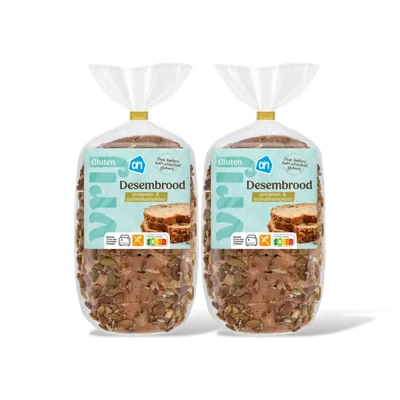 AH Glutenvrij Desembrood pompoen- & zonnebloempitt 2pk