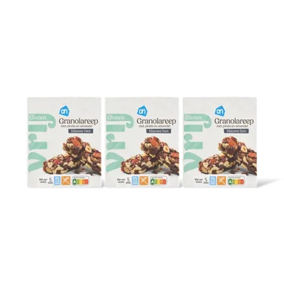 AH Glutenvrij Granolareep pinda en amandel blauwe 3-pk