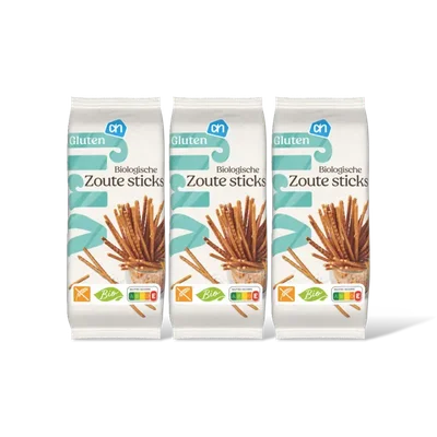 AH Glutenvrij Biologische zoute sticks 3-pack