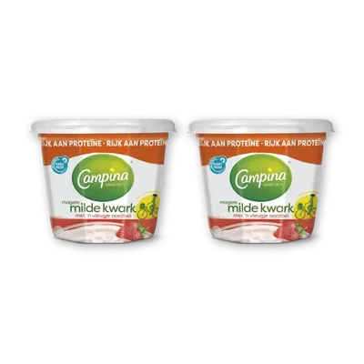 Campina Magere milde kwark aardbei 2-pack