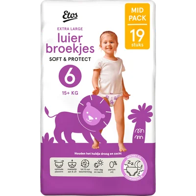 Etos Luierbroekjes Extra Large Maat 6 15+ kg Mid Pack 19 stuks