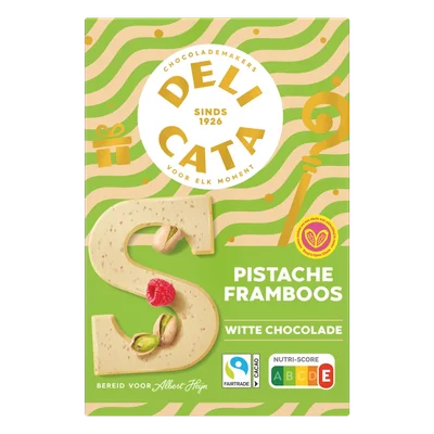Delicata Chocoladeletter wit pistache framboos
