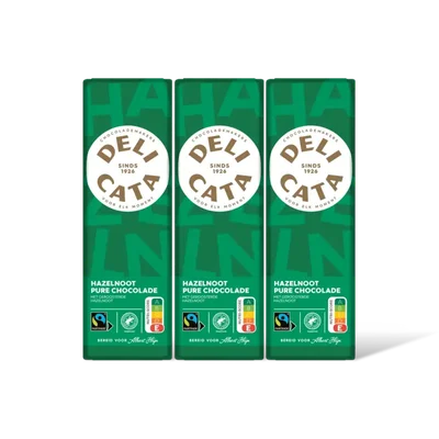 Delicata Reep pure chocolade hazelnoot 3-pack