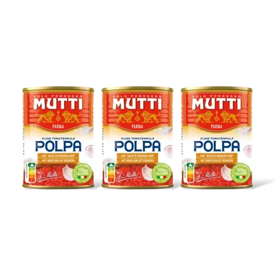 Mutti Polpa tomatenpulp met knoflook 3-pack