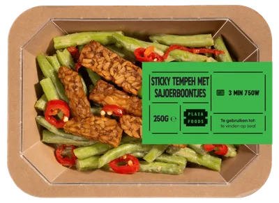 Plaza Foods Sticky tempeh met sajoerboontjes