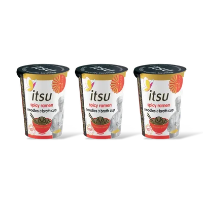 Itsu Spicy ramen noodles & broth cup 3-pack