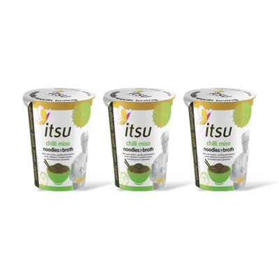 Itsu Chili miso noodles & broth cup 3-pack