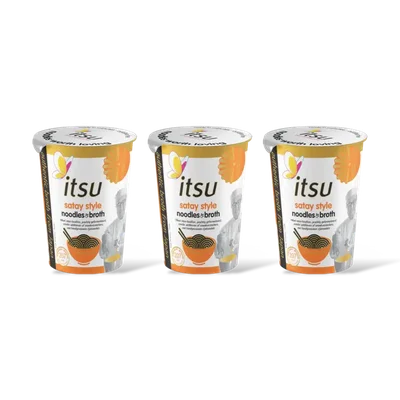 Itsu Satay style noodles & broth cup 3-pack