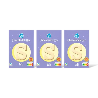 AH Chocoladeletter wit 3-pack