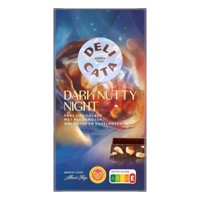 Delicata Reep dark nutty night pure chocolade