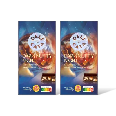 Delicata dark nutty night pure chocolade 2-pack