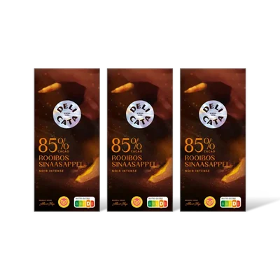Delicata 85% cacao rooibos sinaasappel 3-pack