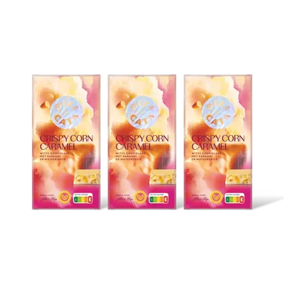 Delicata crispy corn caramel witte chocolade 3pck