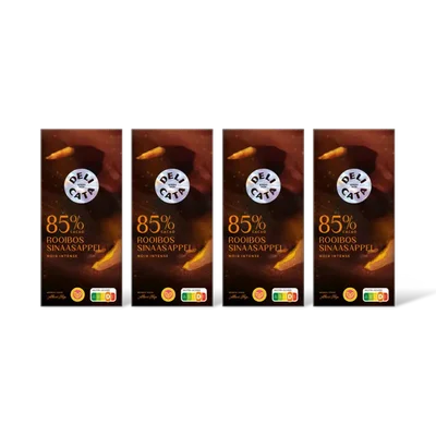 Delicata 85% cacao rooibos sinaasappel 4-pack