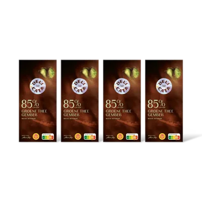 Delicata Reep 85% cacao groene thee gember 4-pack