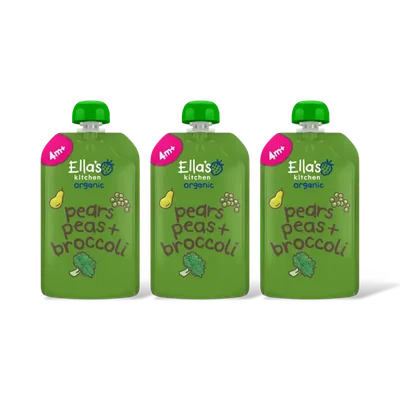 Ella's kitchen Peren, doperwten + broccoli 4m+ bio 3-pk