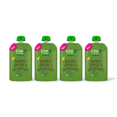 Ella's kitchen Peren, doperwten + broccoli 4m+ bio 4-pk