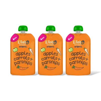 Ella's kitchen Wortels, appels,pastinaak 4m+ bio 3-pk