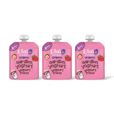 Ella's kitchen Biologische Aardbeien yoghurt 6m+ 3-pack