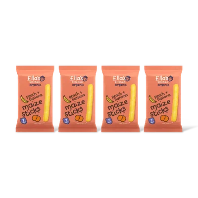 Ella's kitchen Maize sticks perzik + banaan 7m+ bi 4-pk