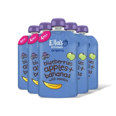 Ella's kitchen Blauwe bessen, appels, bananen 4m+ 5-pck
