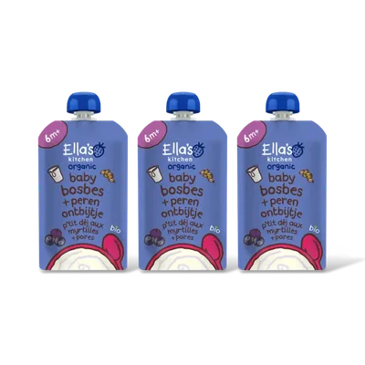 Ella's kitchen Baby bosbessen ontbijtje 6m+ 3-pack