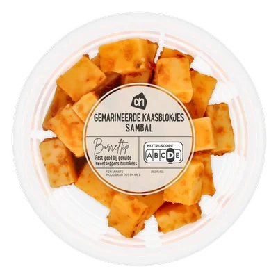 AH Gemarineerde kaasblokjes sambal