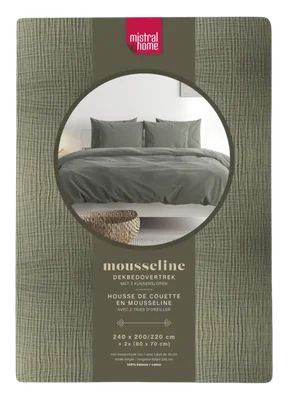 Mistral Home Dekbedovertrek mousseline groen 2-pers