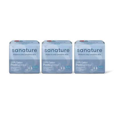 Sanature Katoenen maandverband normaal 3-pack