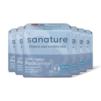 Sanature Katoenen maandverband normaal 6-pack