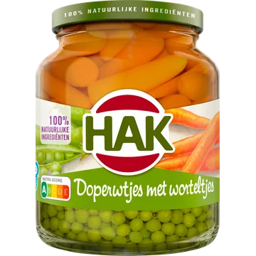 Hak Doperwtjes met worteltjes