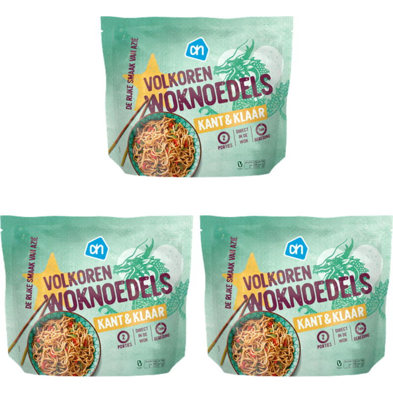 AH Woknoedels volkoren kant & klaar 3-pack