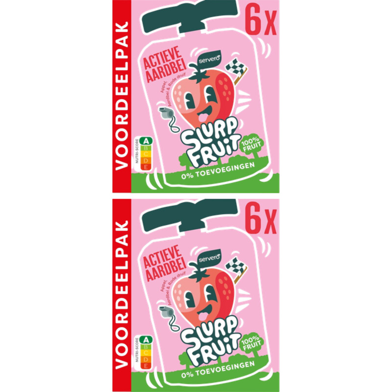 Servero Slurpfruit actieve aardbei vp 2-pack