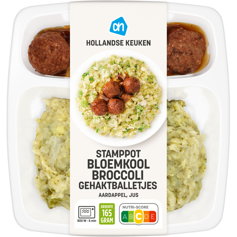 AH Stamppot bloemkool-broccoli gehaktbal