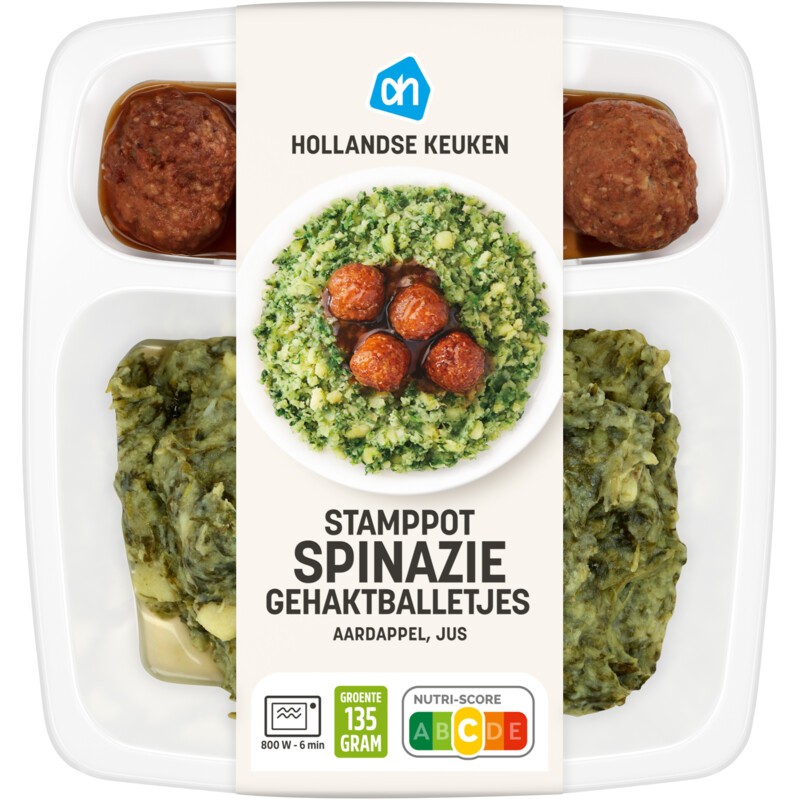 AH Stamppot spinazie gehaktballetjes