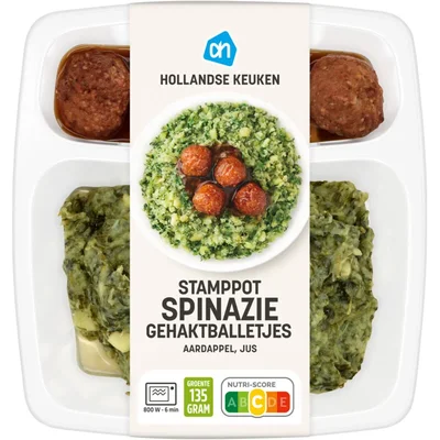 AH Stamppot spinazie gehaktballetjes